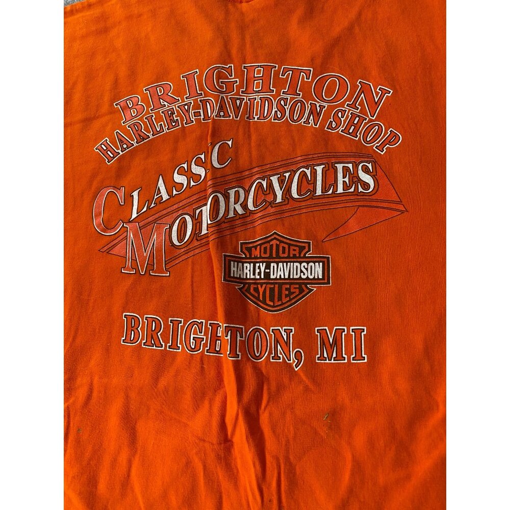 Harley-Davidson Brighton MI Spark Plugs Orange T-Shirt 3X - Picture 3 of 10